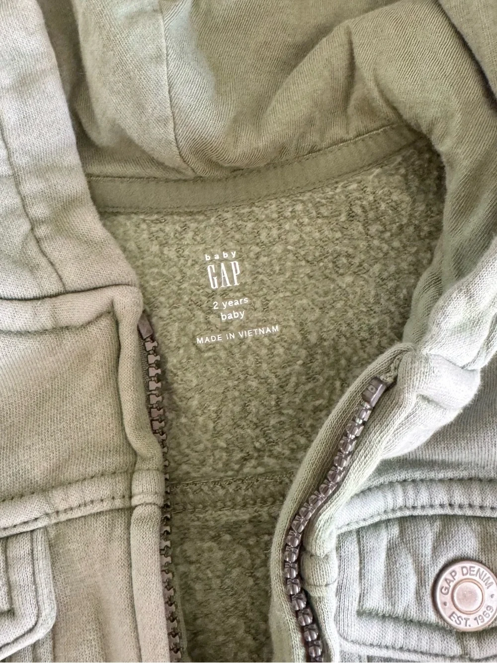 GAP kids fleece lined green hoodie, 2T